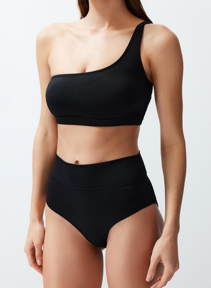 trendyol Black One Shoulder Covered Hipster High Waist Regular Basic Bikini Set Tbess24Bt00126 - Image 5