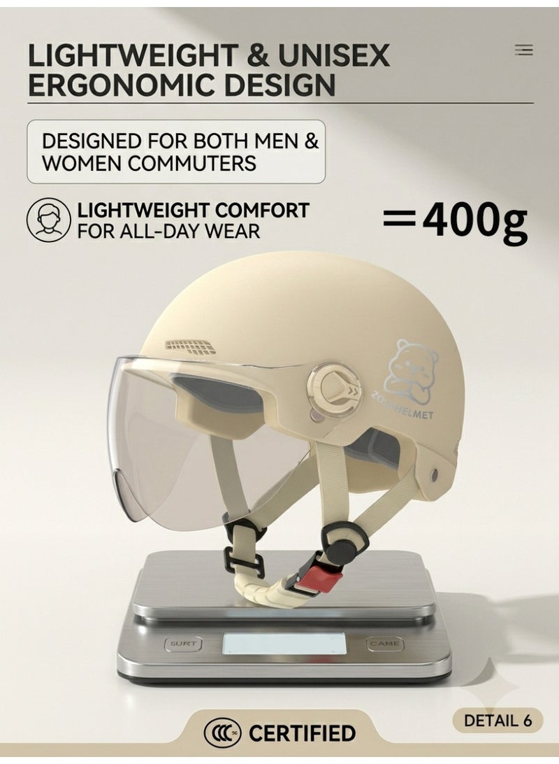 Purrhappy 3C Certified Helmet, Adult Electric Scooter Helmet with Clear Visor, Adjustable Head Circumference, Lightweight Motorcycle Bike Commuter Helmet for Men Women, yellow - Image 4