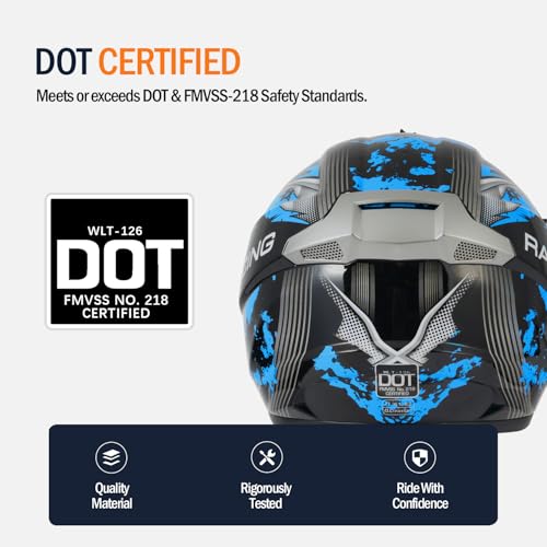 TTMiku Youth Kids Dirt Bike Helmet Motocross ATV Dirtbike BMX MX Go-Kart 4-Wheeler Quad Offroad Motorcycle Helmet Goggles Gloves Mask DOT Certified, Blue Camo, Small - Image 4