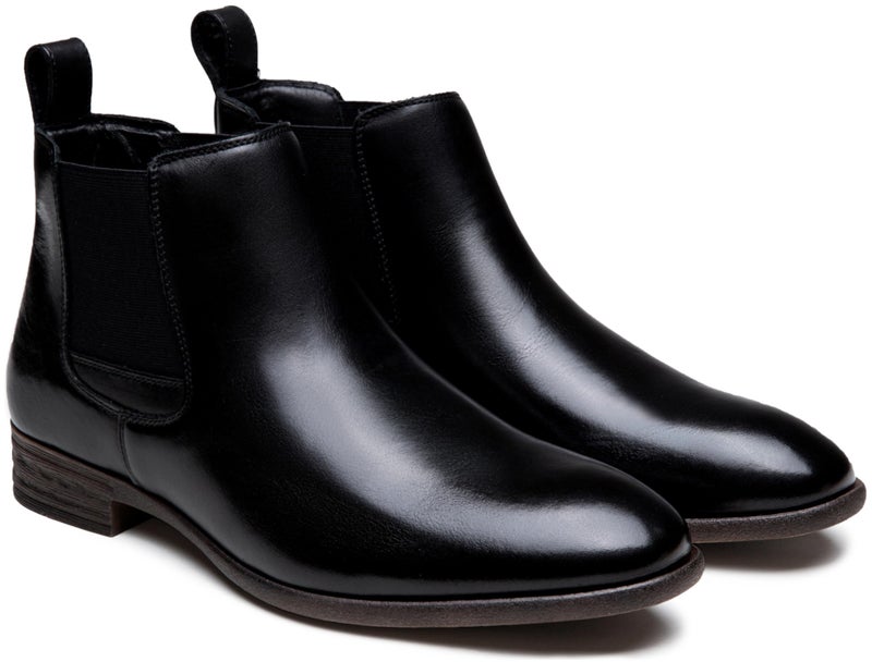 Jousen Men's Chelsea Boots Leather Lightweight Casual Chukka Ankle Boots Classic Elastic Dress Boots for Men (AMY8155A Black 11) - Image 4