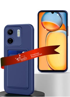 دبليو تيك غطاء حماية من السيليكون TPU مع حامل بطاقات لهاتف Xiaomi Redmi 13C 4G 2023 / Xiaomi Poco C65 4G 2023 أزرق داكن  - Image 1