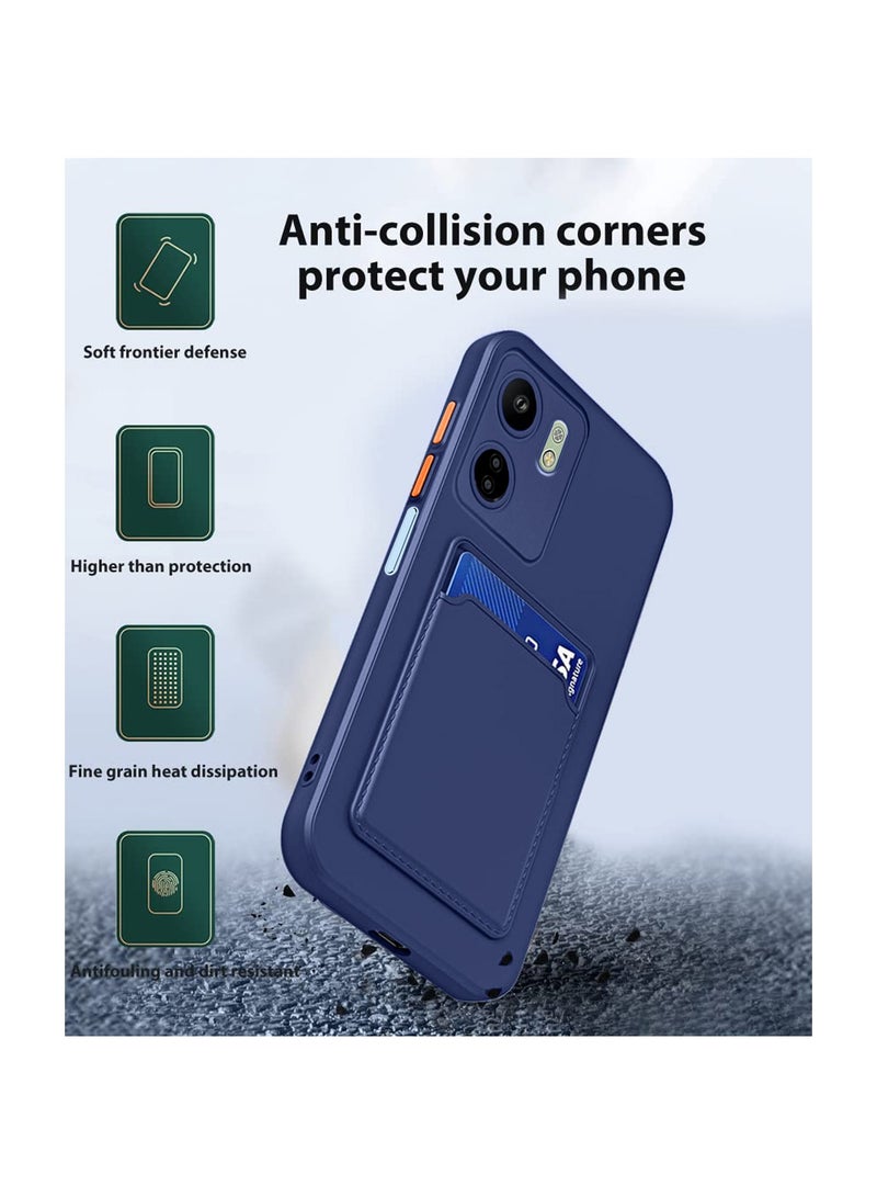 Wtech Silicone TPU With Card Holder Case Cover For Xiaomi Redmi 13C 4G 2023 / Xiaomi Poco C65 4G 2023 Navy Blue  - Image 2