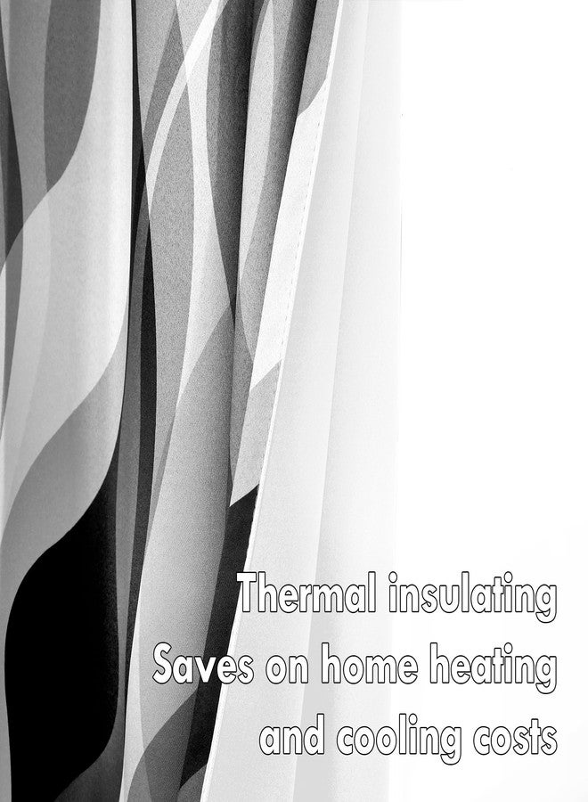 weesire Black and Grey Curtains Modern Striped Decorative 50% Light Blocking Darkening Grommet Grey Curtain for Living Room Villa, Bedroom Gray and White 2 Panels Set, 52x63 Inches - Image 4