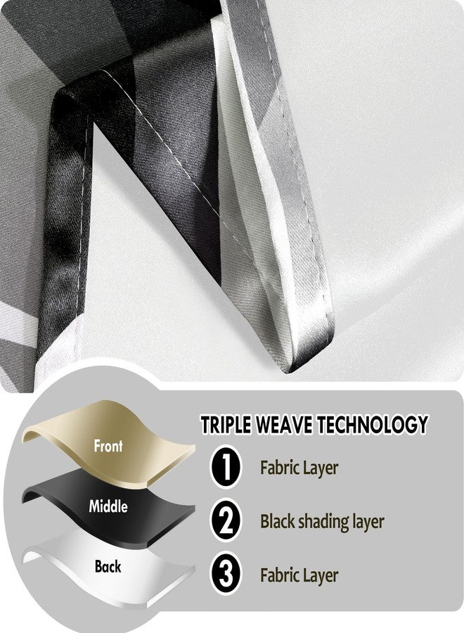 weesire Black and Grey Curtains Modern Striped Decorative 50% Light Blocking Darkening Grommet Grey Curtain for Living Room Villa, Bedroom Gray and White 2 Panels Set, 52x63 Inches - Image 5