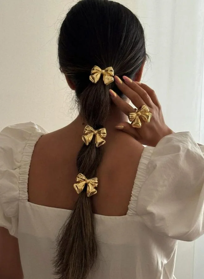 Take Two Pack of 4 - Golden Bow Hair Tie
