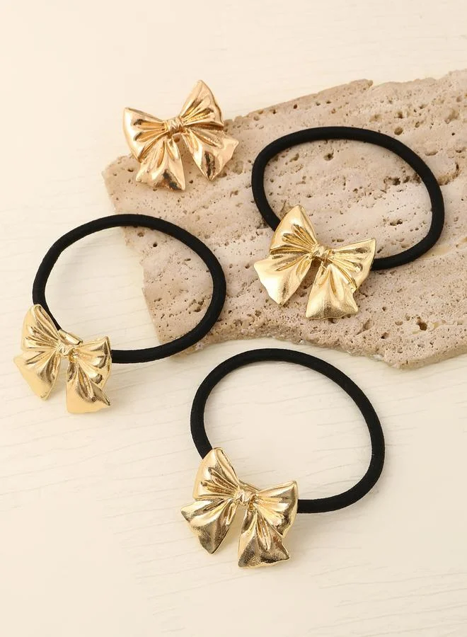 Take Two Pack of 4 - Golden Bow Hair Tie