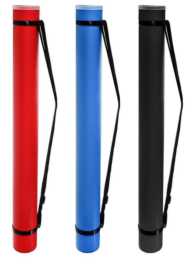 Eorbow 3 Packs Extendable Poster Tube, 25" to 42.5" Portable Blueprint Holder with Strap, Waterproof Carrying Case with Lid for Maps, Posters, Blueprints and Drawing, Black, Red and Blue - Image 1