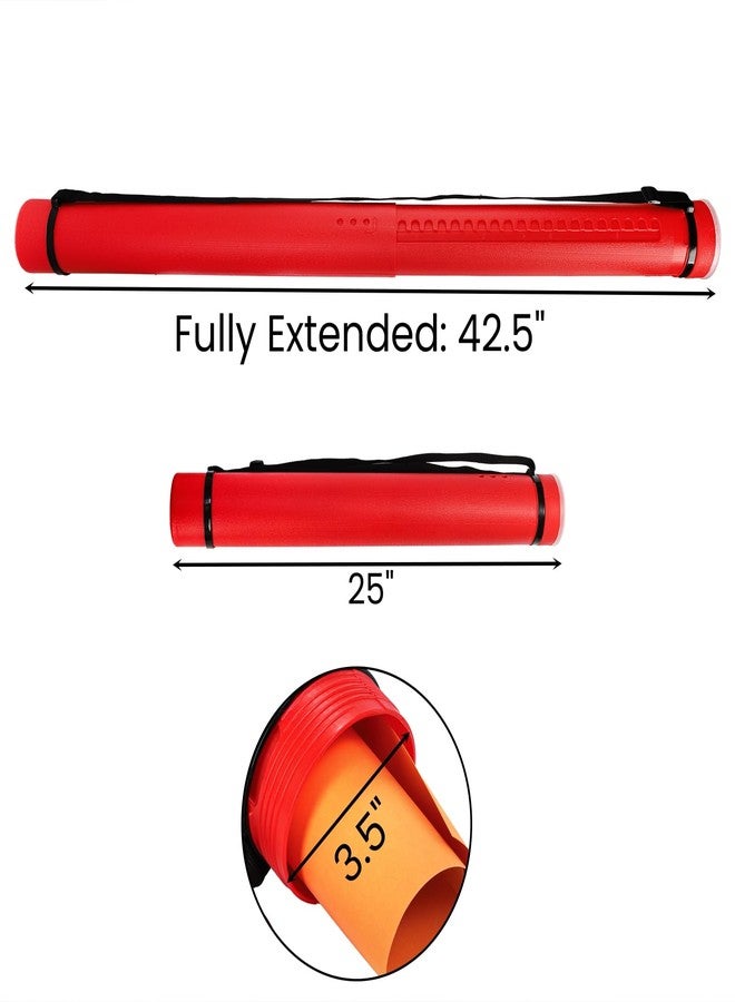 Eorbow 3 Packs Extendable Poster Tube, 25" to 42.5" Portable Blueprint Holder with Strap, Waterproof Carrying Case with Lid for Maps, Posters, Blueprints and Drawing, Black, Red and Blue - Image 2