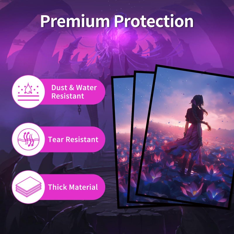 Comdek00 MTG Card Sleeves(Fantasy Lotus) Art Card Sleeves Deck Protector, Clear Front & Matte Back, Smooth Shuffle - Image 3