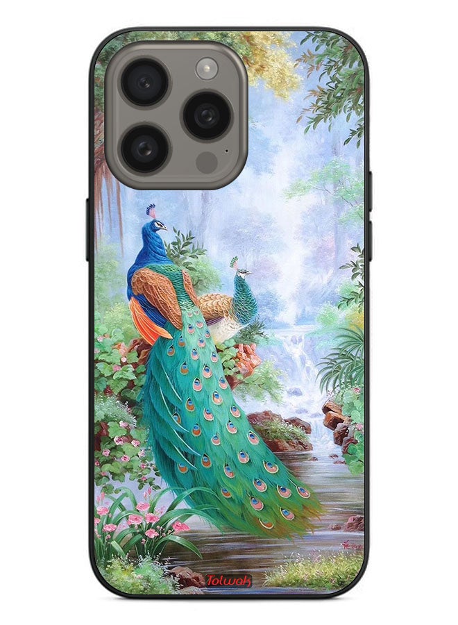 Tolwak Apple iPhone 15 Pro Protective Case Cover Peacocks - Image 2