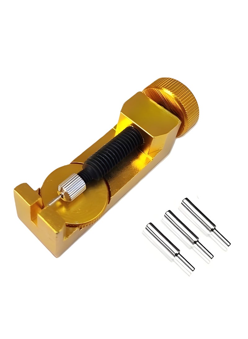 Watch Band Strap Repair Tool - Professional Stainless Steel Adjustable Link Pin Remover with Spring Bar Tool - 3-Piece Set for Watchmakers & Home Repair (Gold) - Image 1