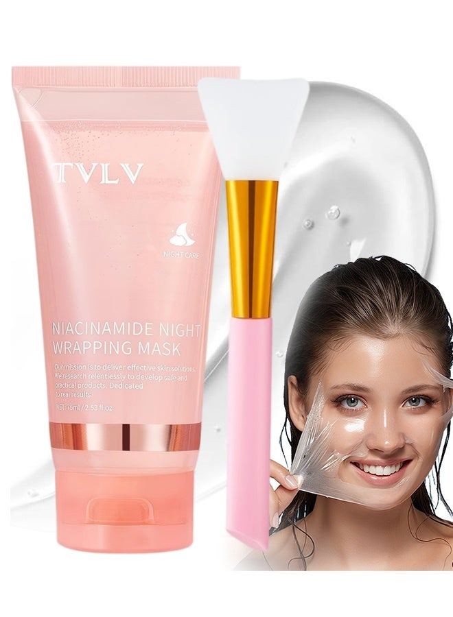 TVLV Niacinamide Night Wrapping Mask, Overnight Peel Off Face Mask , Hydrating Firming Sleeping Mask, Moisturizing Elasticity Care, Leave On Night Facial Mask for All Skin Types 75ml - Image 1