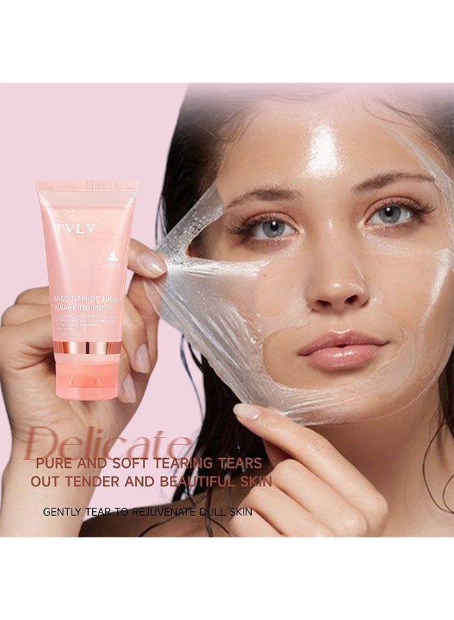 TVLV Niacinamide Night Wrapping Mask, Overnight Peel Off Face Mask , Hydrating Firming Sleeping Mask, Moisturizing Elasticity Care, Leave On Night Facial Mask for All Skin Types 75ml - Image 2