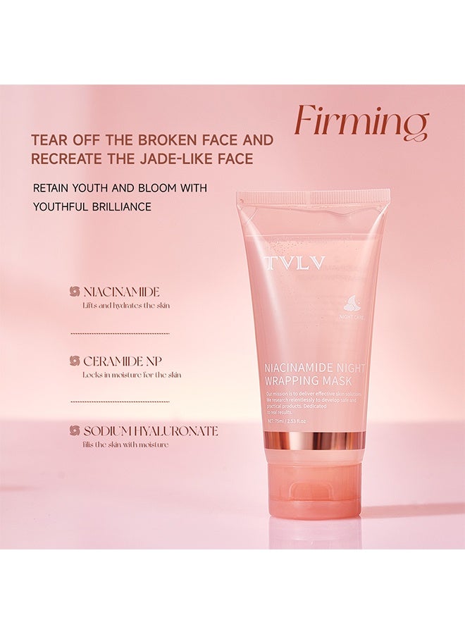 TVLV Niacinamide Night Wrapping Mask, Overnight Peel Off Face Mask , Hydrating Firming Sleeping Mask, Moisturizing Elasticity Care, Leave On Night Facial Mask for All Skin Types 75ml - Image 4