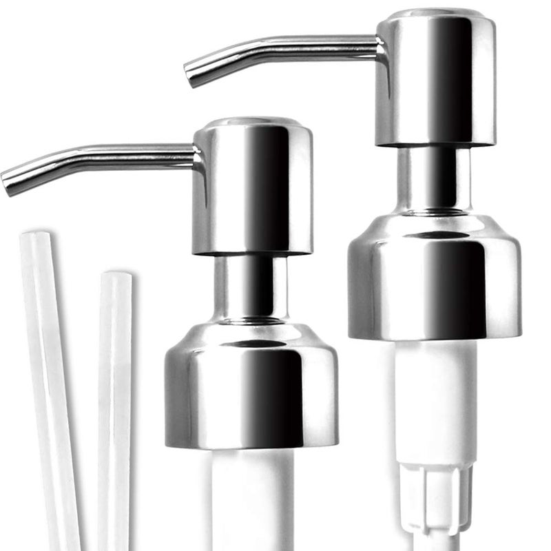JASAI Durable 304 Rust Proof Stainless Steel Soap Pump Kitchen Soap Dispenser Pump Replacement for Regular Mouth Bottle 2 Pack