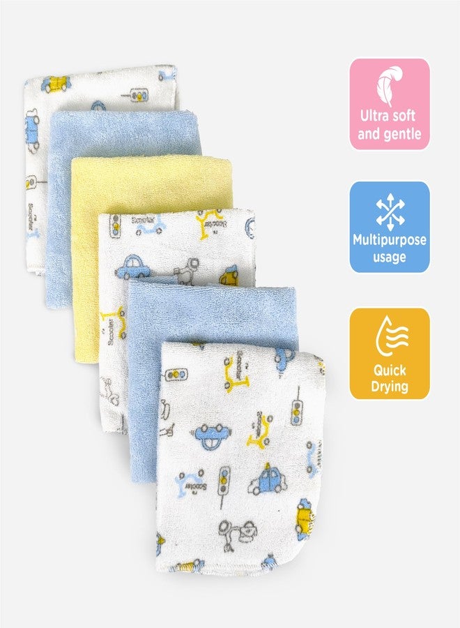 Nuluv Printed Baby Napkins for Boys | Face Hanky | Face Towels | Baby Soft Cotton Terry | Pack of 6 - TCNLNAPKIN02-O - Image 2