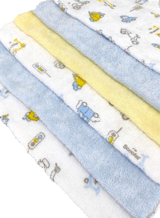 Nuluv Printed Baby Napkins for Boys | Face Hanky | Face Towels | Baby Soft Cotton Terry | Pack of 6 - TCNLNAPKIN02-O - Image 1