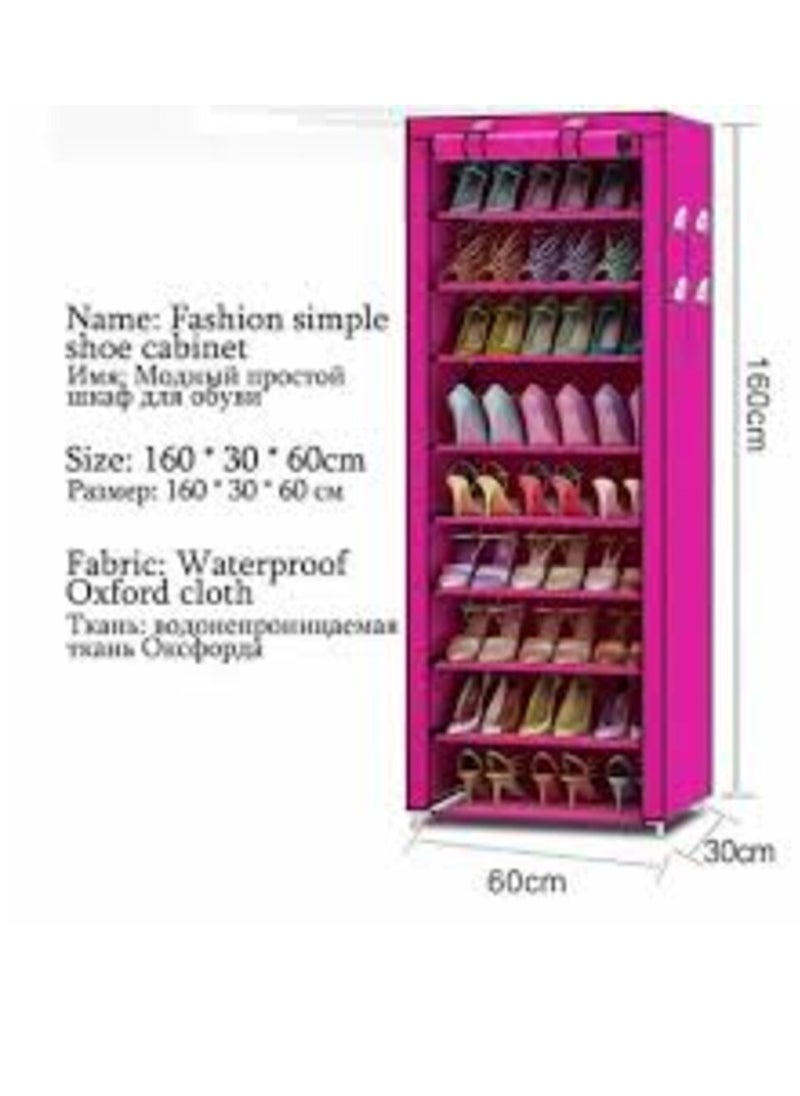 eBasket - 9 Tiers Shoe Rack, Shoe Cabinet Organizer (pink) - Image 1