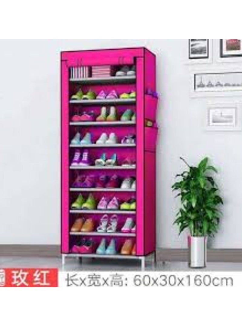 eBasket - 9 Tiers Shoe Rack, Shoe Cabinet Organizer (pink) - Image 1