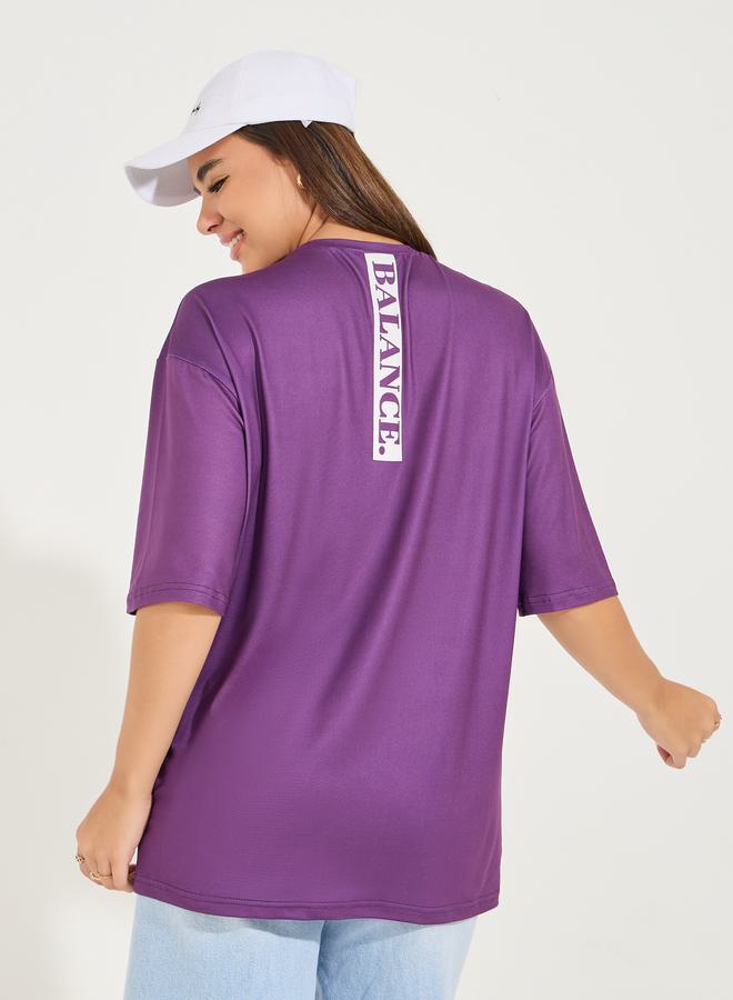 Styli Oversized Balance Slogan T-Shirt with Dropped Shoulder  - Image 5