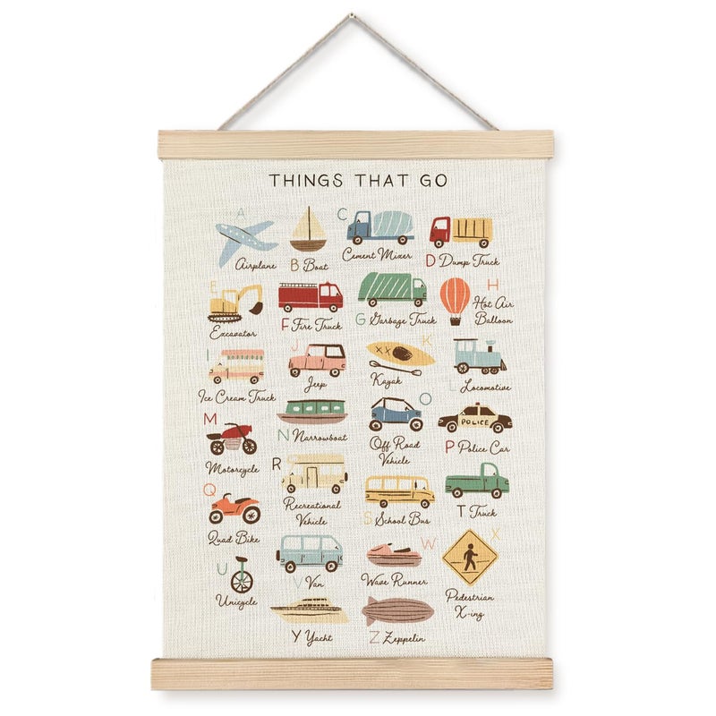 Supwhd Classroom Wall Decor, Vehicle Alphabet Wall Art Poster, Alphabet ABC Educational Poster Wall Art for Toddler Kids Room Playroom Classroom Preschool Decor, 12x16 - Image 1