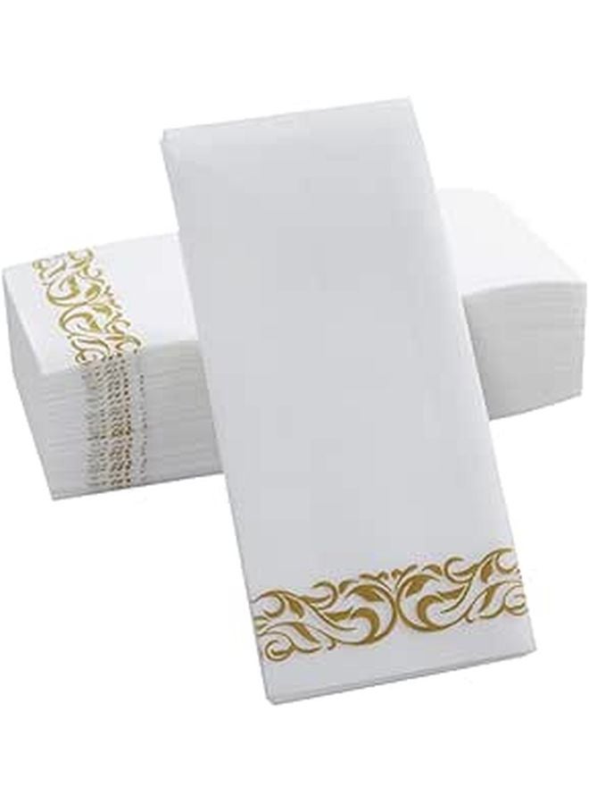 مناديل ذهبية يمكن التخلص منها 100 قطعة 40x30 سم مناشف ورقية سميكة لحفلات الزفاف وعيد الميلاد - Image 1