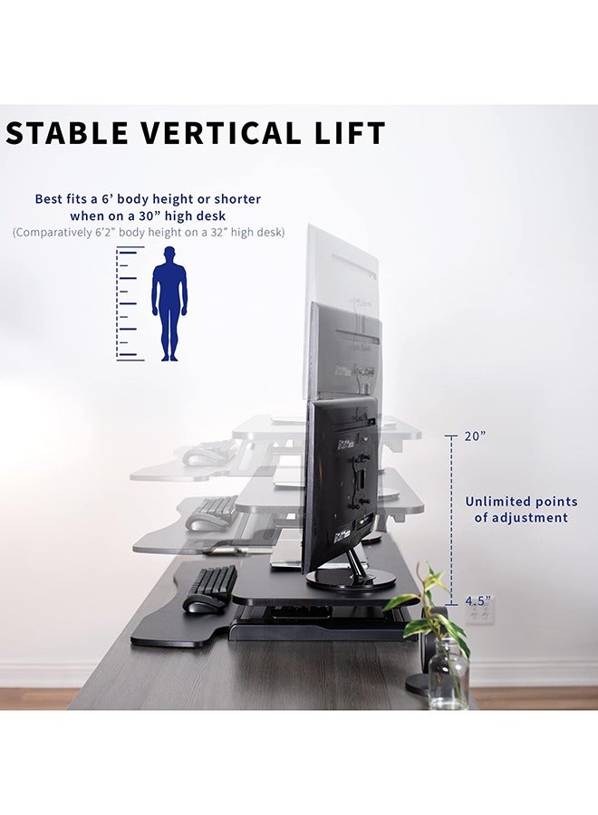 Arabest DESK-V036KB 36" K Series Desktop Converter, Height Adjustable Sit-Stand Riser, Dual Monitor and Laptop Workstation with Wide Keyboard Tray, - Image 4
