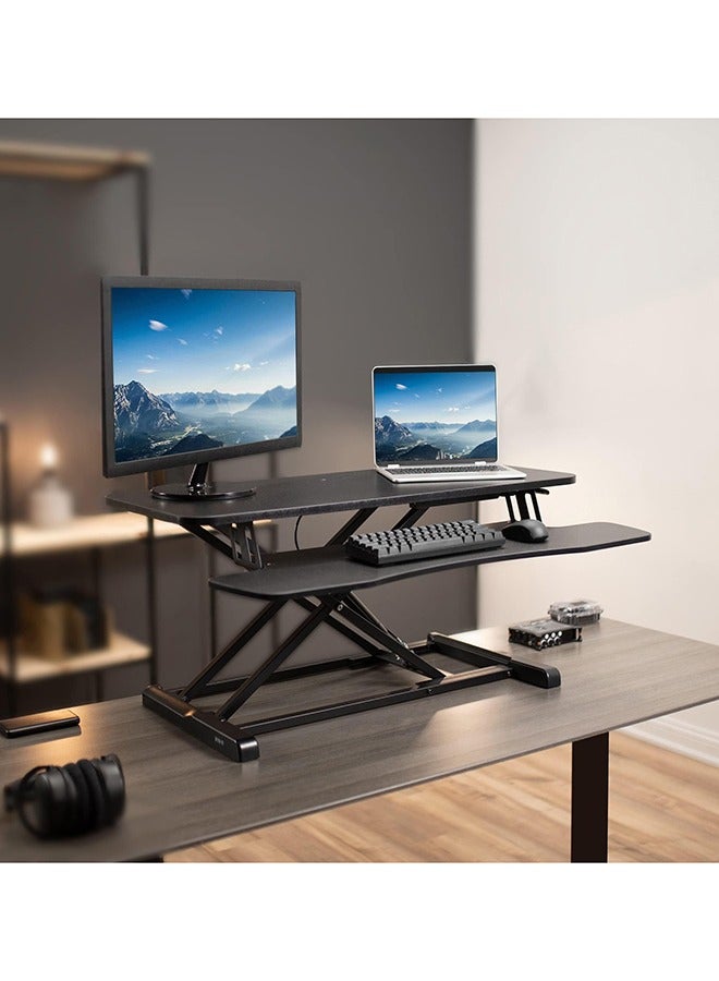 Arabest DESK-V036KB 36" K Series Desktop Converter, Height Adjustable Sit-Stand Riser, Dual Monitor and Laptop Workstation with Wide Keyboard Tray, - Image 2