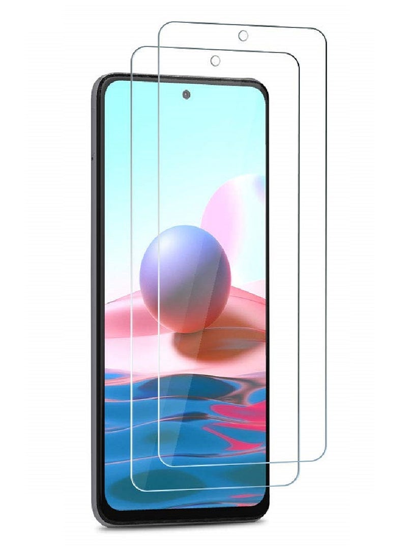 Super 2 Pieces Tempered Glass Screen Protector Clear Designed For Xiaomi Redmi Note 10 4G Full Screen Coverage And Bubble Free - Image 1