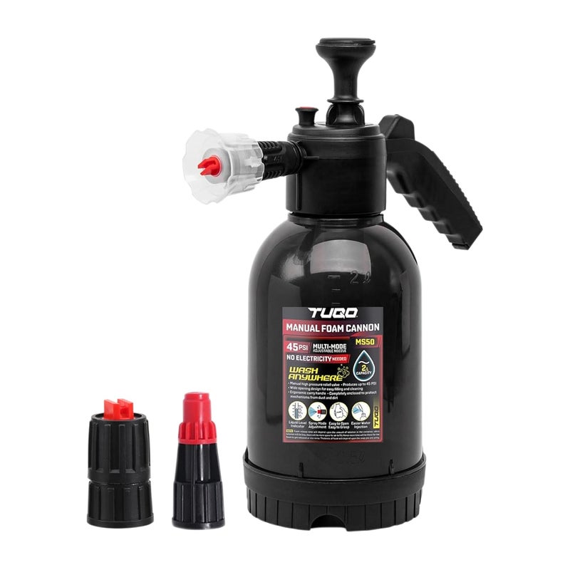 TUQO MS50 Portable Foam Sprayer | Hand Powered | Professional Series | Heavy Pressure | 3 Nozzles & Pressure Release Lever | Ideal for Car, Bike Wash & Liquid Spray Applications - Image 1