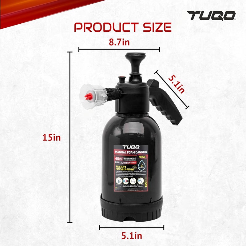 TUQO MS50 Portable Foam Sprayer | Hand Powered | Professional Series | Heavy Pressure | 3 Nozzles & Pressure Release Lever | Ideal for Car, Bike Wash & Liquid Spray Applications - Image 2