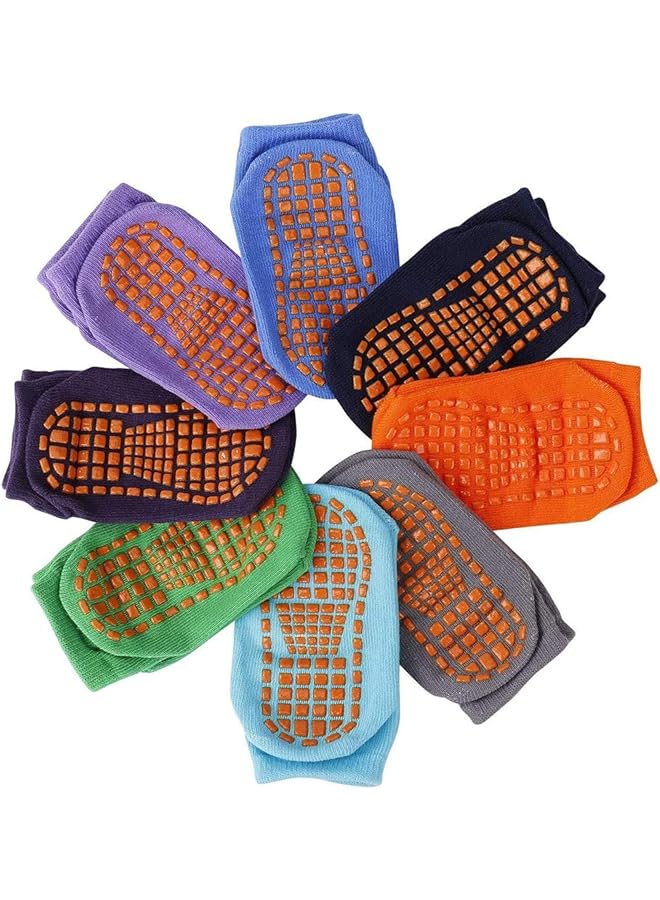 erorex Toddler Socks Baby Non Slip Socks 8 Pack Non Slip Kids Toddler Socks With Grip For 1 12 Years - Image 1
