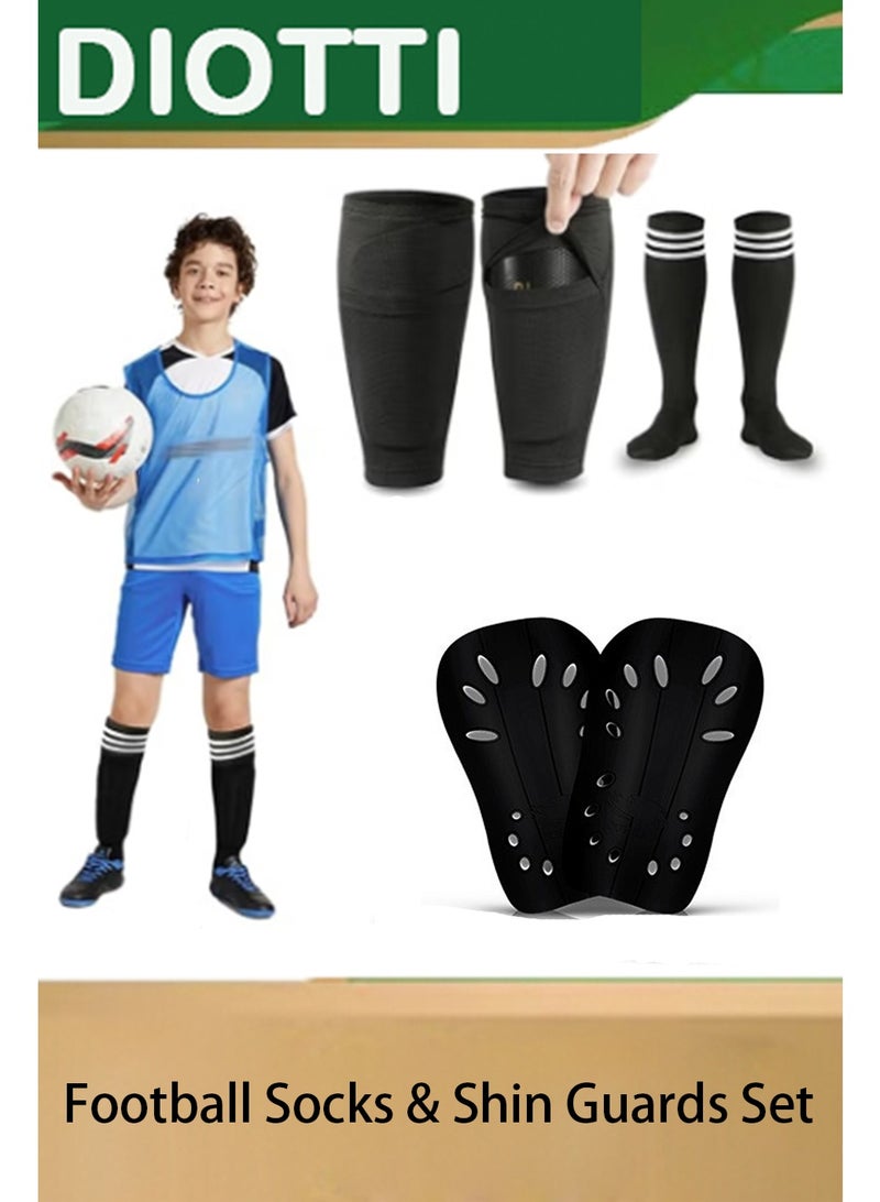 DIOTTI Football Socks & Shin Guards Set, Special Calf Protection Socks ,Shin Guard Sleeves, Lightweight, Breathable, for Youth ,Adult Players, Ideal for Kicking, Running, Cycling - Image 1