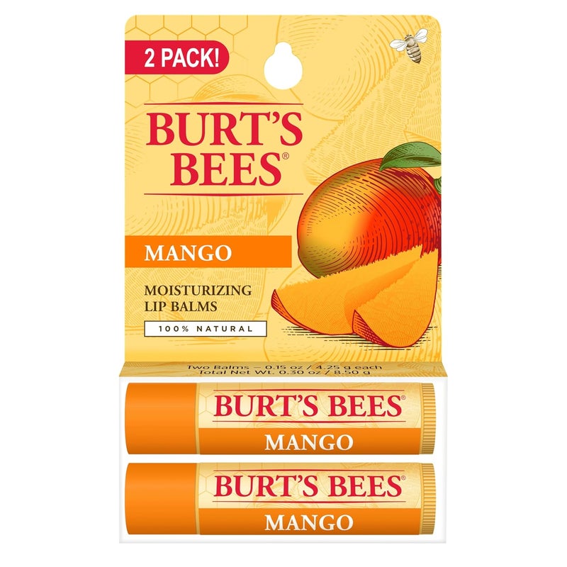 Burt's Bees Burts Bees Lip Balm  Mango Lip Moisturizer With Responsibly Sourced Beeswax TintFree Natural Origin Conditioning Treatment 2 Tubes 015 oz