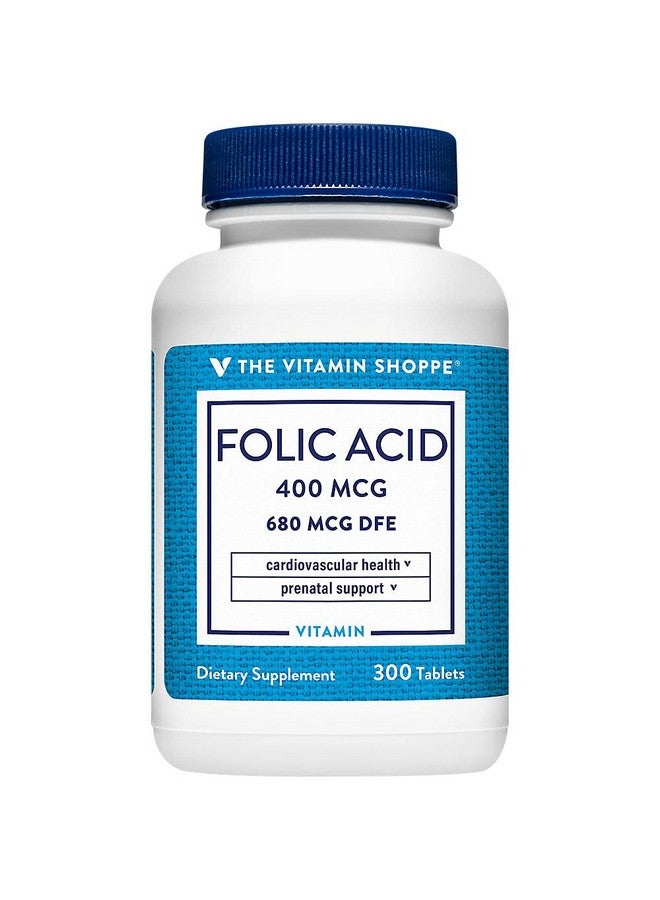 The Vitamin Shoppe Folic Acid 400MCG, Supports Prenatal & Fetal Development (300 Tablets) - Image 1