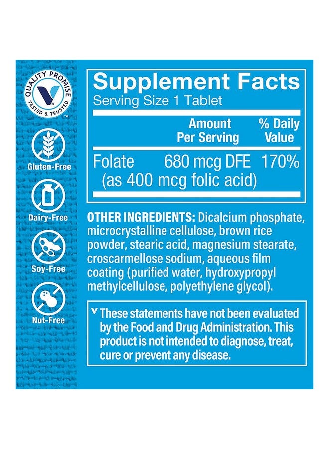 The Vitamin Shoppe Folic Acid 400MCG, Supports Prenatal & Fetal Development (300 Tablets) - Image 3