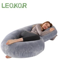 LEOKOR Maternity Body Pillow, Pregnancy Pillow with Velvet Cover, C Shaped Body Pillow for Back, Legs and Belly Support, Comfortable Slumber for Pregnant Women  - Image 1