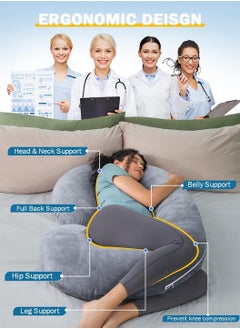 LEOKOR Maternity Body Pillow, Pregnancy Pillow with Velvet Cover, C Shaped Body Pillow for Back, Legs and Belly Support, Comfortable Slumber for Pregnant Women  - Image 2