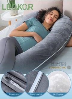 LEOKOR Maternity Body Pillow, Pregnancy Pillow with Velvet Cover, C Shaped Body Pillow for Back, Legs and Belly Support, Comfortable Slumber for Pregnant Women  - Image 3