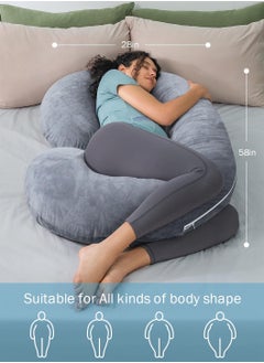 LEOKOR Maternity Body Pillow, Pregnancy Pillow with Velvet Cover, C Shaped Body Pillow for Back, Legs and Belly Support, Comfortable Slumber for Pregnant Women  - Image 4