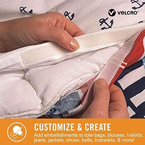 VELCRO Brand شريط فيلكرو لاصق للخ fabrics، 10 قدم لفة بالجملة شريط بدون خياطة مع لاصق، قطع الشرائط بالطول، قشر و ألصق للربط بالملابس للتنظيف واستبدال السحابات والأزرار، أسود - Image 3