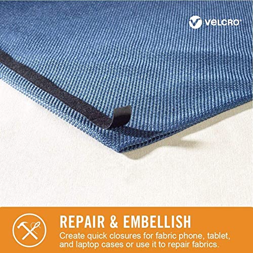 VELCRO Brand شريط فيلكرو لاصق للخ fabrics، 10 قدم لفة بالجملة شريط بدون خياطة مع لاصق، قطع الشرائط بالطول، قشر و ألصق للربط بالملابس للتنظيف واستبدال السحابات والأزرار، أسود - Image 2