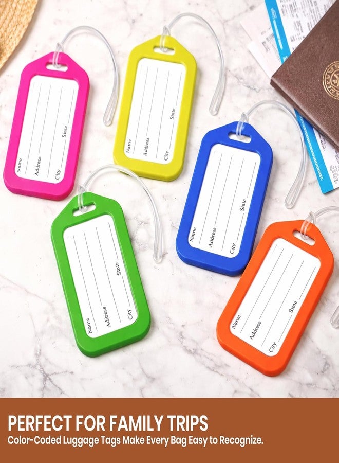 LC Staprico Pack of 5 Colorful Luggage Tags with Secure Silicon Bands - Durable PVC Travel ID Labels for Suitcases, Backpacks & Travel Bags - Multicolor Set for Easy Bag Identification - Image 3