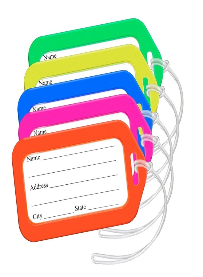 LC Staprico Pack of 5 Colorful Luggage Tags with Secure Silicon Bands - Durable PVC Travel ID Labels for Suitcases, Backpacks & Travel Bags - Multicolor Set for Easy Bag Identification - Image 1