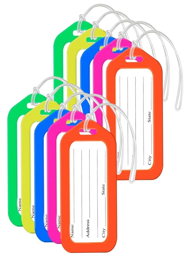 LC Staprico Pack of 5 Colorful Luggage Tags with Secure Silicon Bands - Durable PVC Travel ID Labels for Suitcases, Backpacks & Travel Bags - Multicolor Set for Easy Bag Identification - Image 2