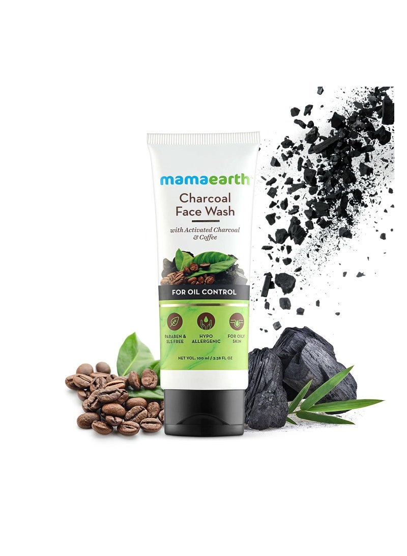 Mamaearth Charcoal Face Wash with Activated Charcoal and Coffee for Oil Control (100) - Image 1