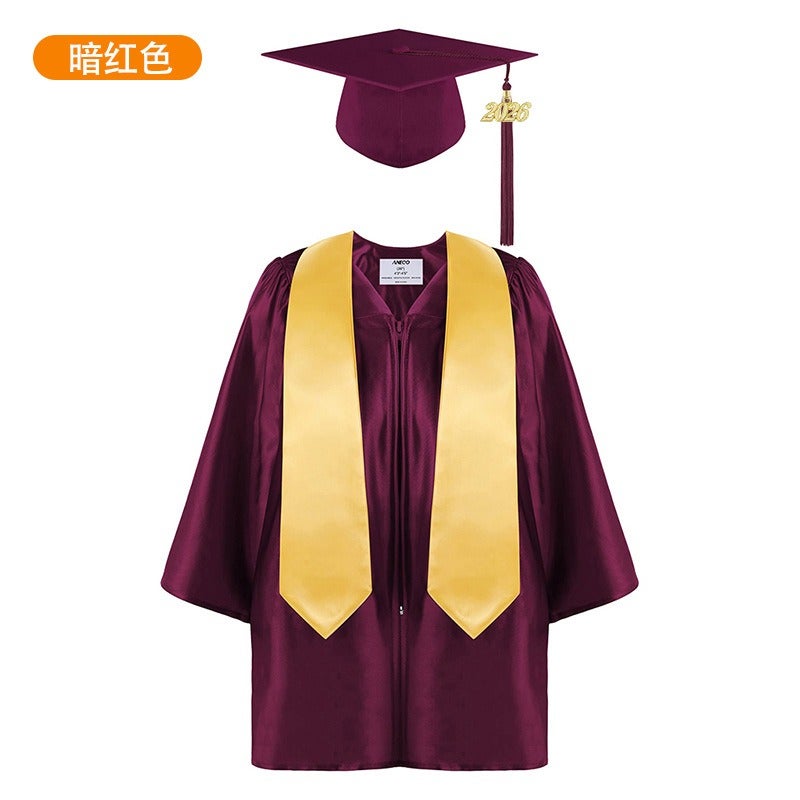 Jing Zhe Rui 2026 New Kids Graduation Gown Set with Cap - Kindergarten Elementary School Ceremony Dress, Knit Fabric, Unisex, Sizes 21-36 - Image 1