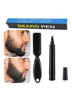 Kanza Men's New Beard Filler Pencil Pen and Brush Kit, Barber and Salon Beard Care Kit for Men (Dark Brown)  - Image 2