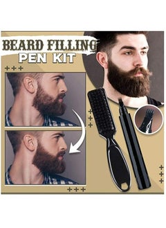 Kanza Men's New Beard Filler Pencil Pen and Brush Kit, Barber and Salon Beard Care Kit for Men (Dark Brown)  - Image 4