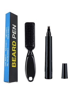 Kanza Men's New Beard Filler Pencil Pen and Brush Kit, Barber and Salon Beard Care Kit for Men (Dark Brown)  - Image 1